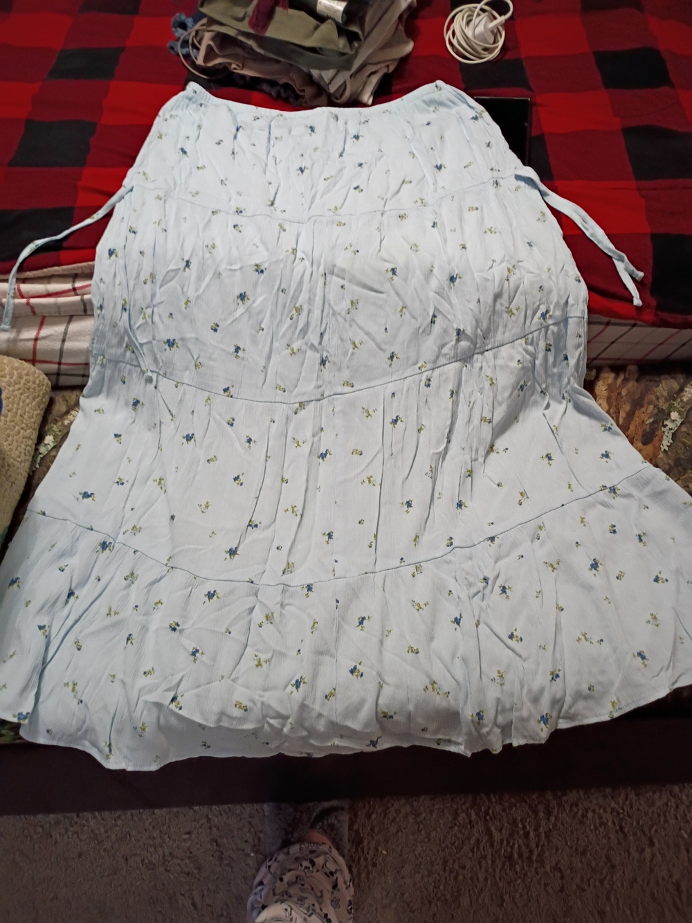 No Boundaries Light Blue Floral Maxi Skirt